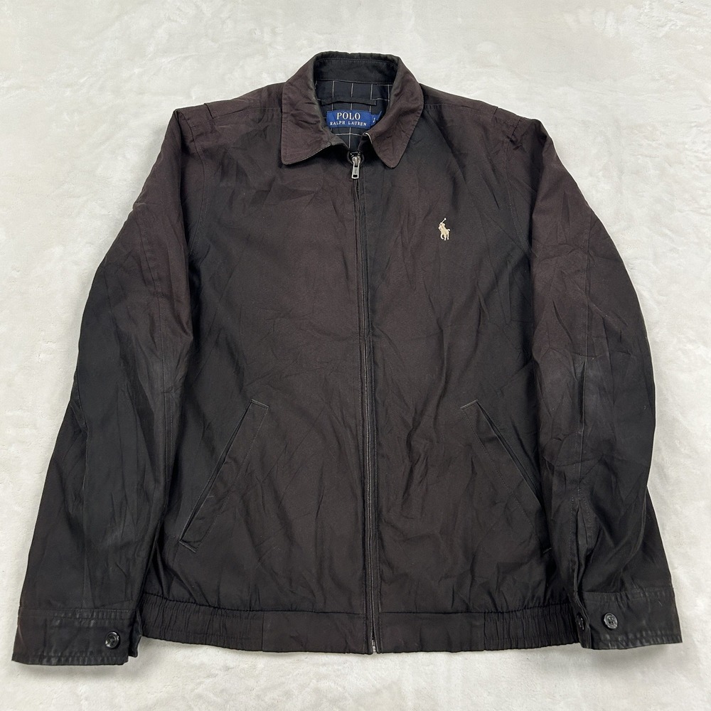 Polo Ralph Lauren Harrington Jacket Mens Small Brown Full Zip Plaid Lined